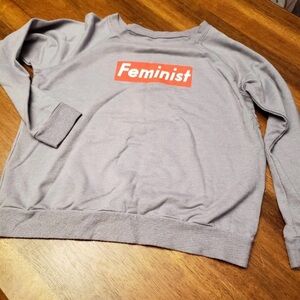 Prince Peter Collection Light Gray Sweatshirt with Red Feminist Graphic